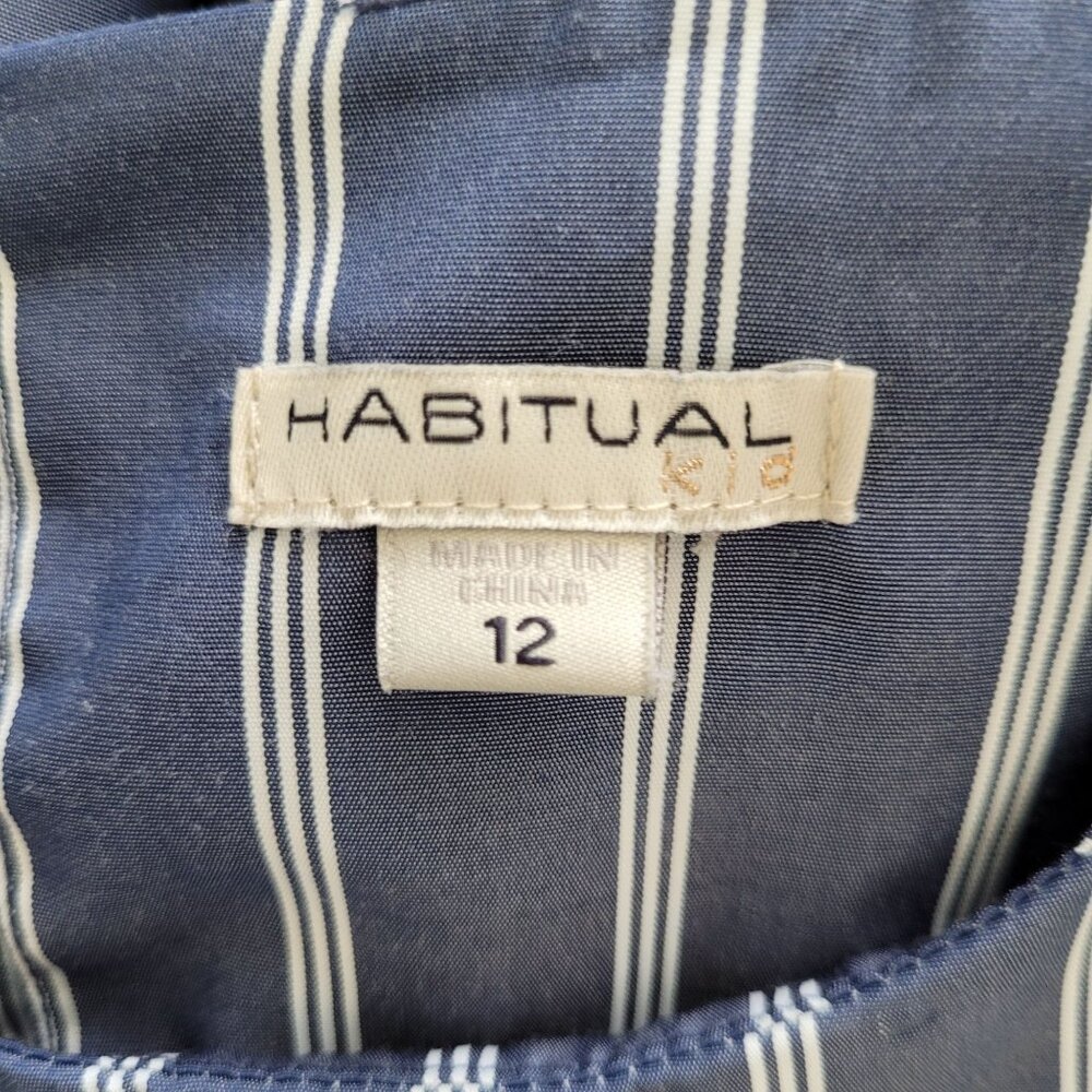 Habitual Striped Ruffle Mock Wrap Dress Girls Size 12 Blue White NWOT - Picture 3 of 9